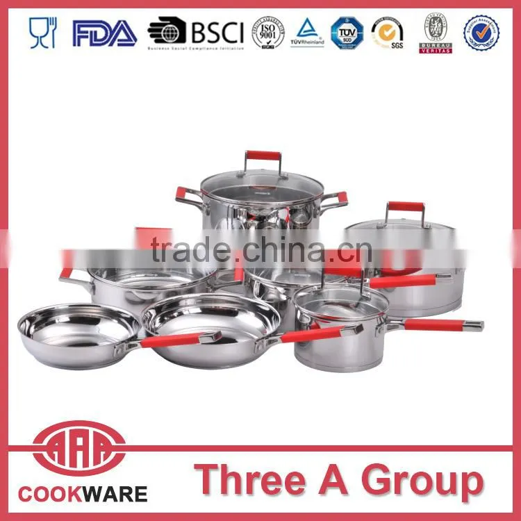 8 pcs cast double handle cookware set with steamer for wholesale