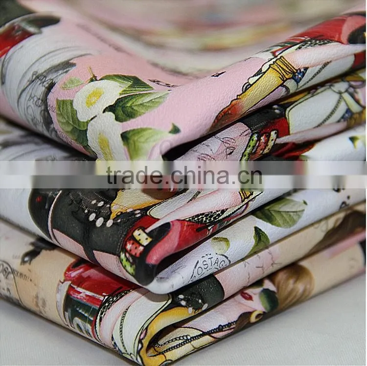 2016 New Style Transfer Film printed pattern PU artificial Leather for Sofa, Chair