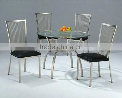 Modern Dining Set/ Glass Dining Table and Black Sofa Dining Chair