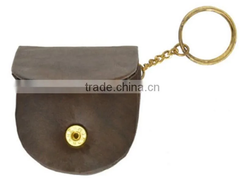 Genuine Leather Mini Coin Change Purse with Key Ring