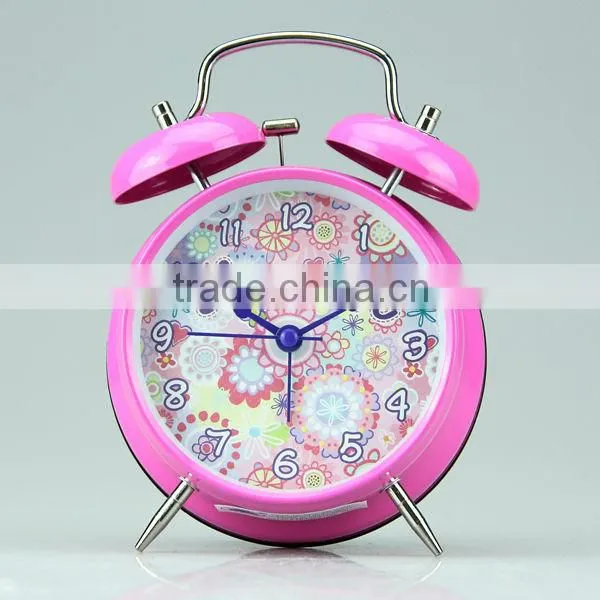 decorative mini double bell metal alarm clock for kids alarm clock