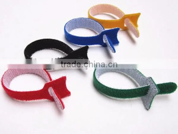 Logo printed colorful adjustable hook & loop wire cable tie
