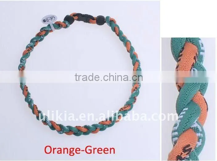 Germanium Titanium Baseball Sport Necklaces tri-braided 22''