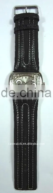 men diamond watch genuine leather strap