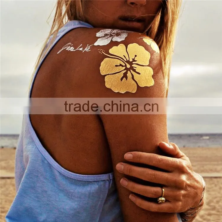 2014 hot custom mixed gold silver temporary flash tattoo /metallic tattoo