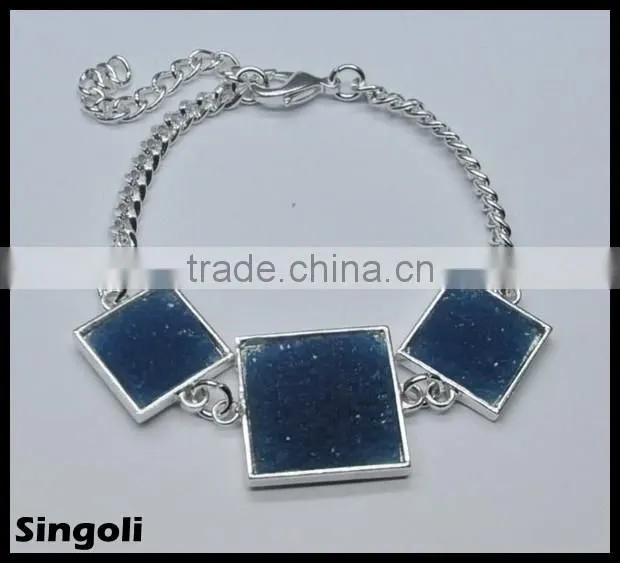 Blue IBIZA Rock Volcanic rock silver chain Lobster clasp 2014 wholesale alili express fashion bracelet jewelry