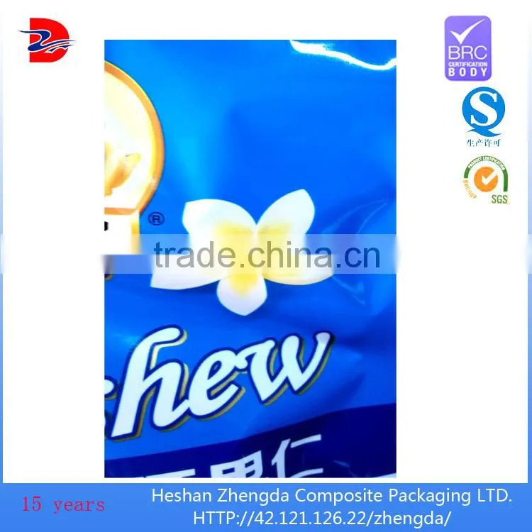 OEM re-usable zip lock ink bag aluminum plastic food packaging cashew nut milk bag