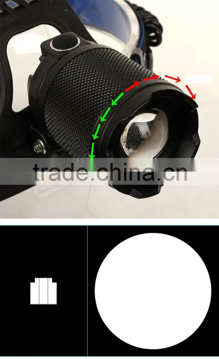 Passerby GD82 outdoor easy take zoom aluminum 18650 rechargeable R2 LED head lamp for hunting