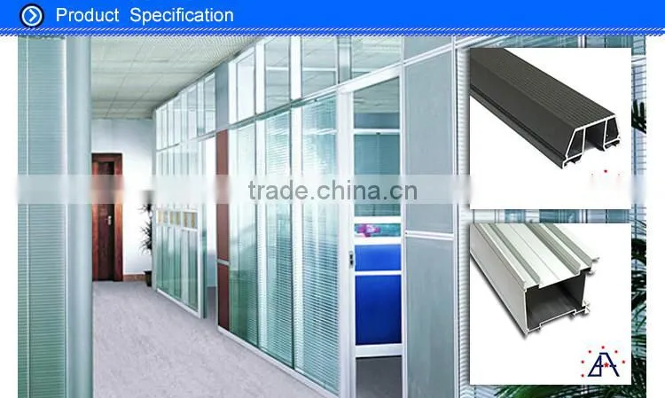 ISO9001 standard high quality office partition aluminum profiles