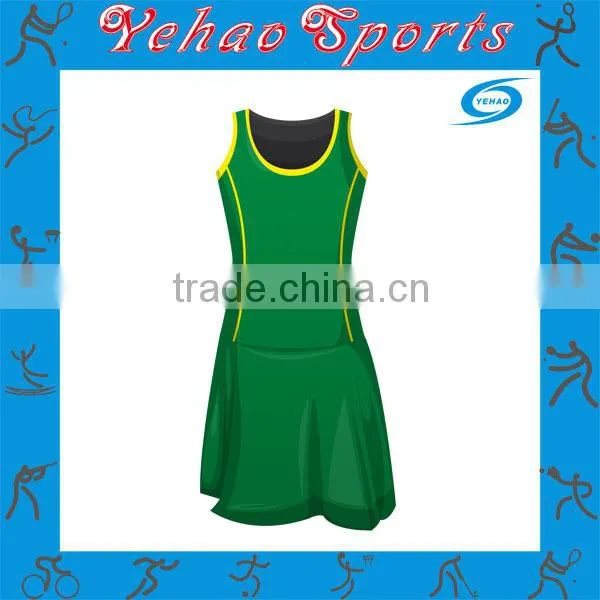 Custom sublimated netball A line dress color green