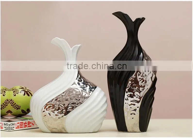 Wedding hot sell decorative silver ceramic vase for home deco