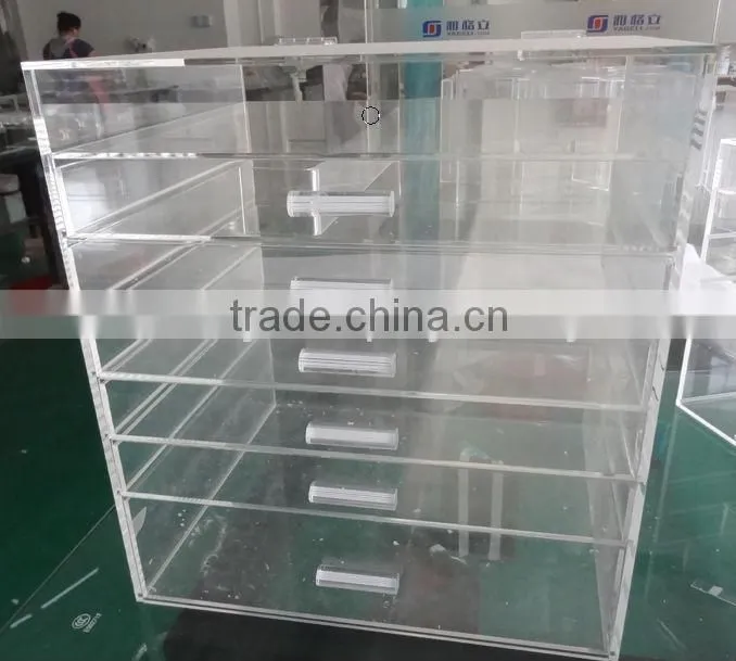 factory wholesale popular acrylic clear Makeup Organizer w/ DIVIDERS