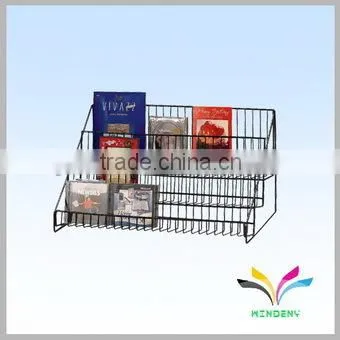 Made in China hot sale high quality fancy durable attractive metal wire magazine rack metal decorative desk shelf