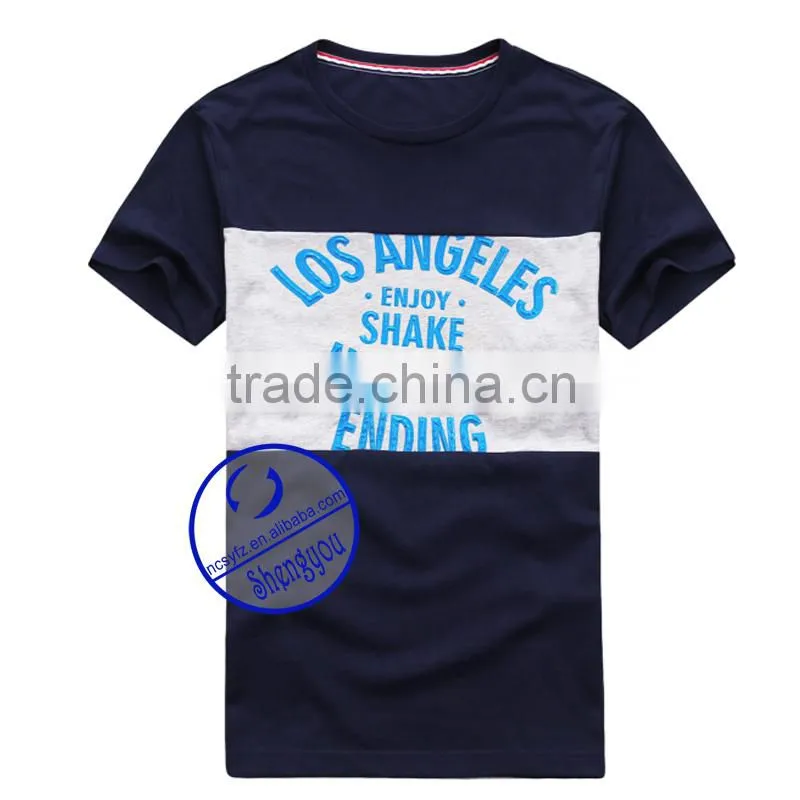 Wholesale new design embroidered mens black t-shirt