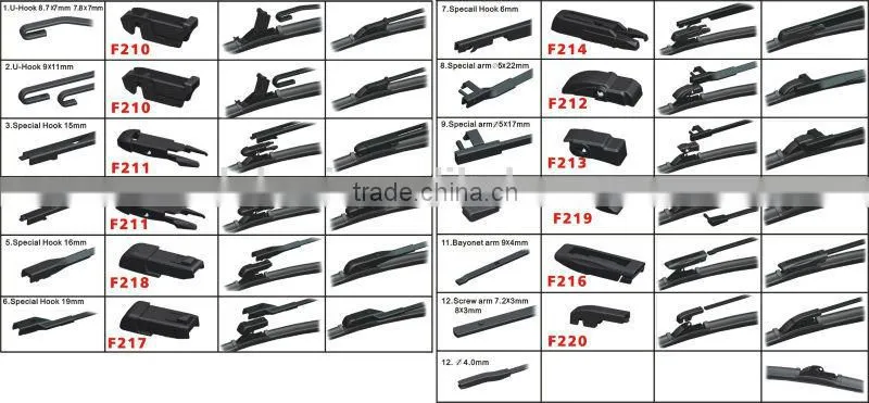 Best quality windscreen wiper blade multi adapter boneless wiper for Toyota Honda