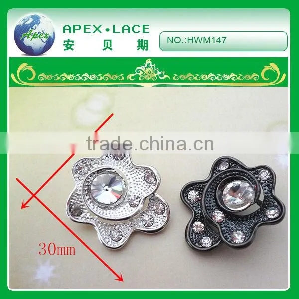 HWM149 flower shape vintage rhinestone buttons guangzhou