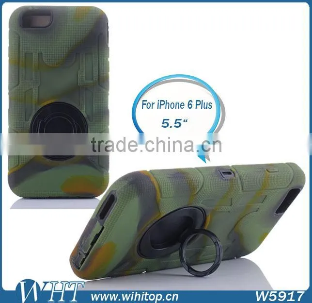 3 in 1 Heavy Duty Case with Rotating Ring Design Stand Shockproof Case for iPhone 6 Plus 5.5 Inch