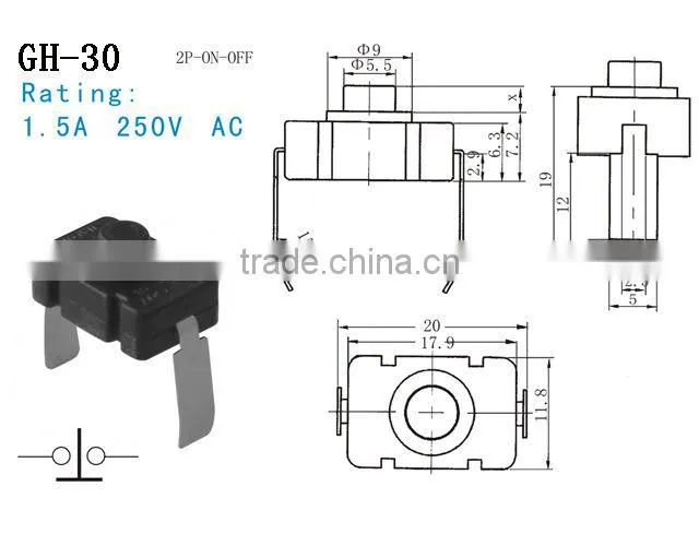 Superior quality AC 12mm push button switch