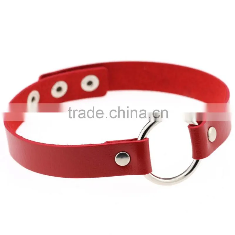Handmade O-Ring Leather Necklaces Punk Gothic Collars Fashion Jewelry