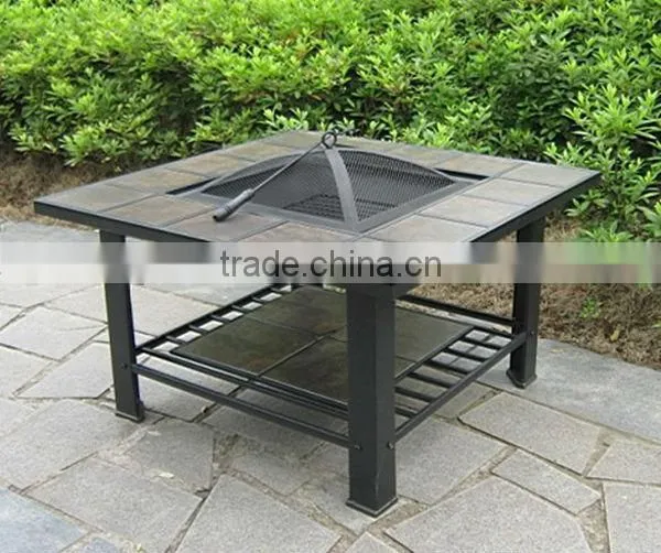 outdoor slate top table fire pit