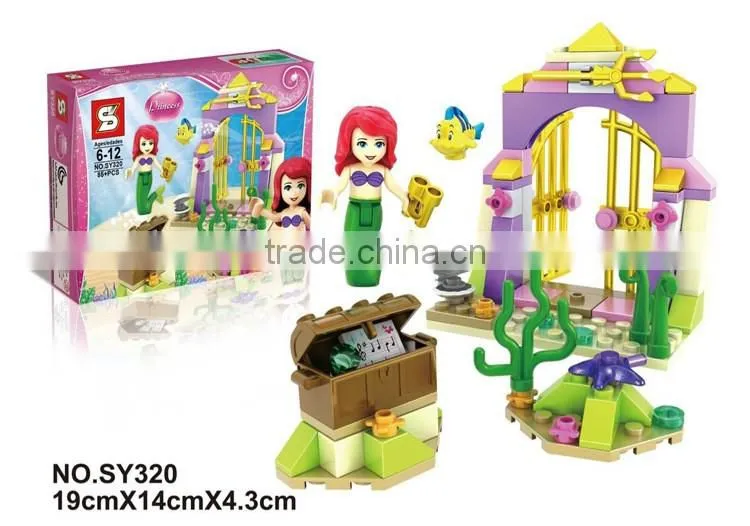 SY320 4pcs/lot princess ariel's amazing treasure mermaid girl minifigure building block toys