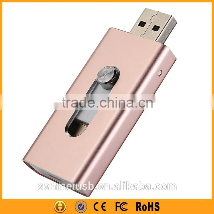 3-IN-1 Metal OTG USB Pendrive 64GB for Apple IOS Android