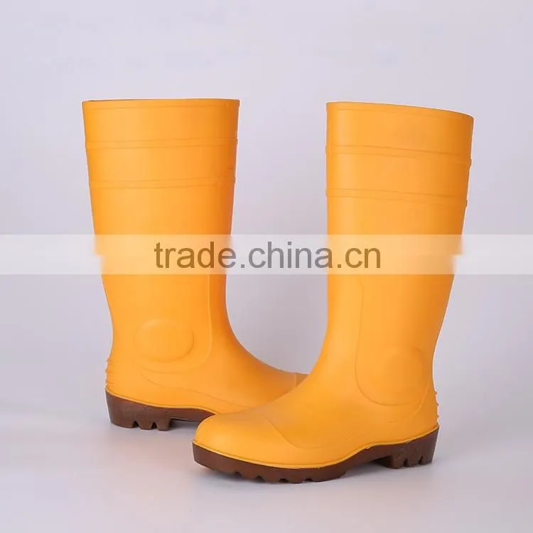 Factory price unisex waterproof safety PVC rain boots, steel toe safety boots