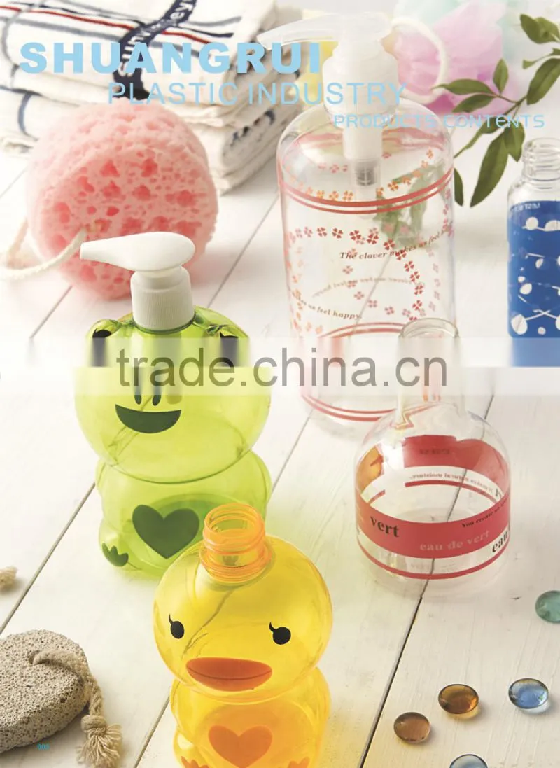 2015 hot 500ml plastic body lotion pump bottle sprayer bottle perfume shampoo