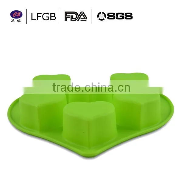 Hot sale ! food grade professional six heart shape silicone cake mould
