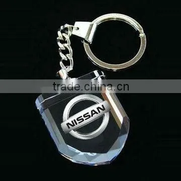 3D Laser Engraving Car Design Crystal souvenir Keychain with Led Light for wedding decoration gift