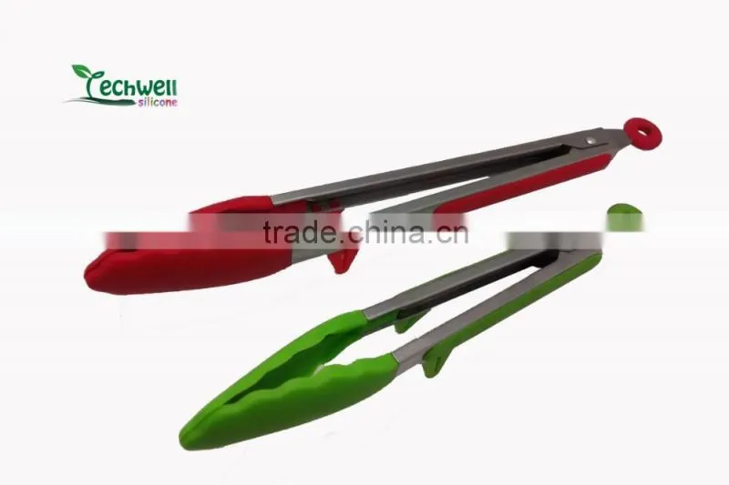 silicone and stainless Material silicone scissor tongs with feet