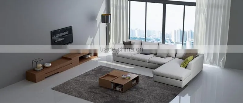 Moon light Corner Sofa cotton and linen fabric solid wood feather sofa set