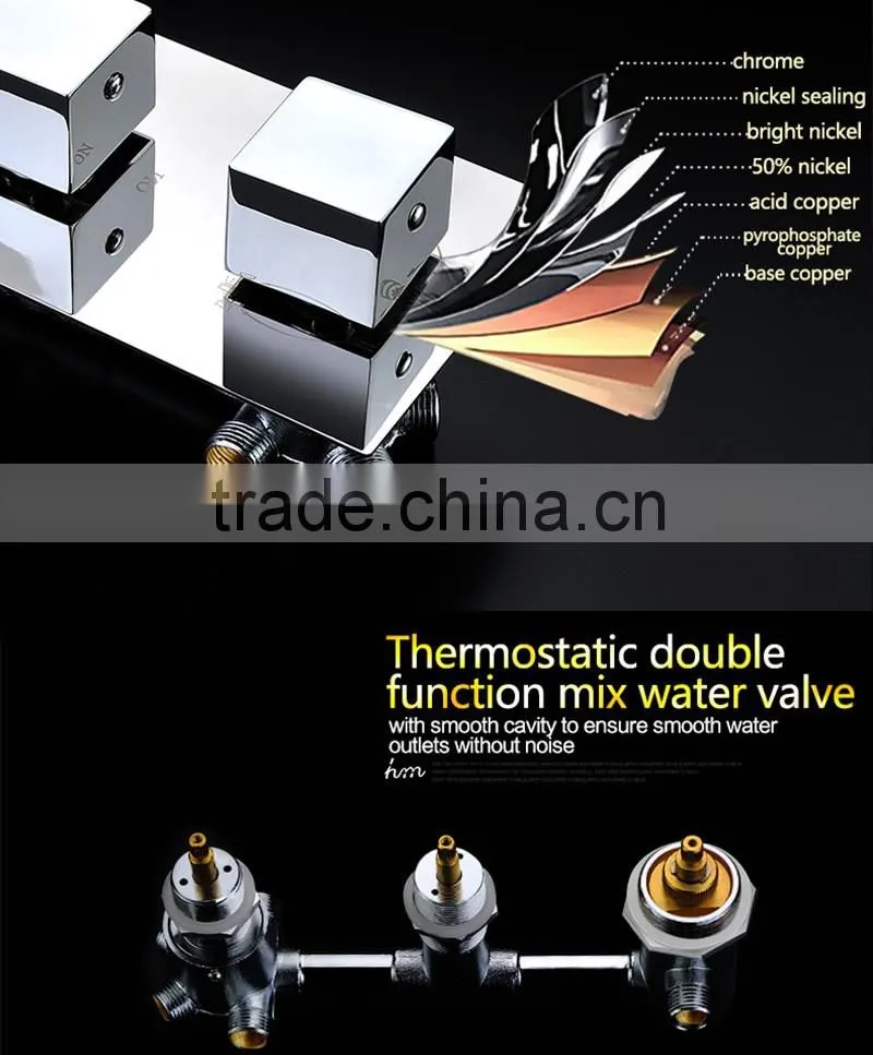 led shower complete set 3 Way in wall thermostatic shower faucet with 360*500mm electric shower + 6 pcs massage body jets