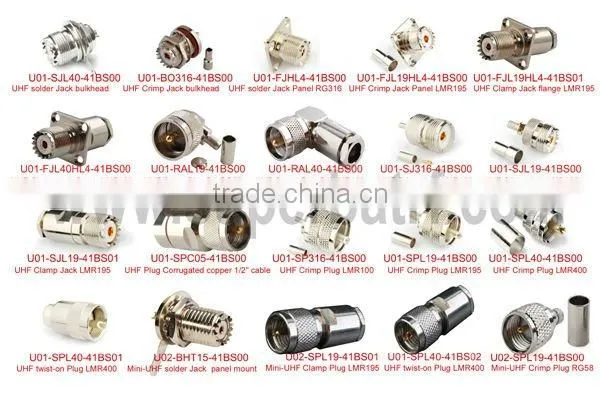 UHF Crimp Plug Right angle connector for cable LMR195 RG58 uhf connector