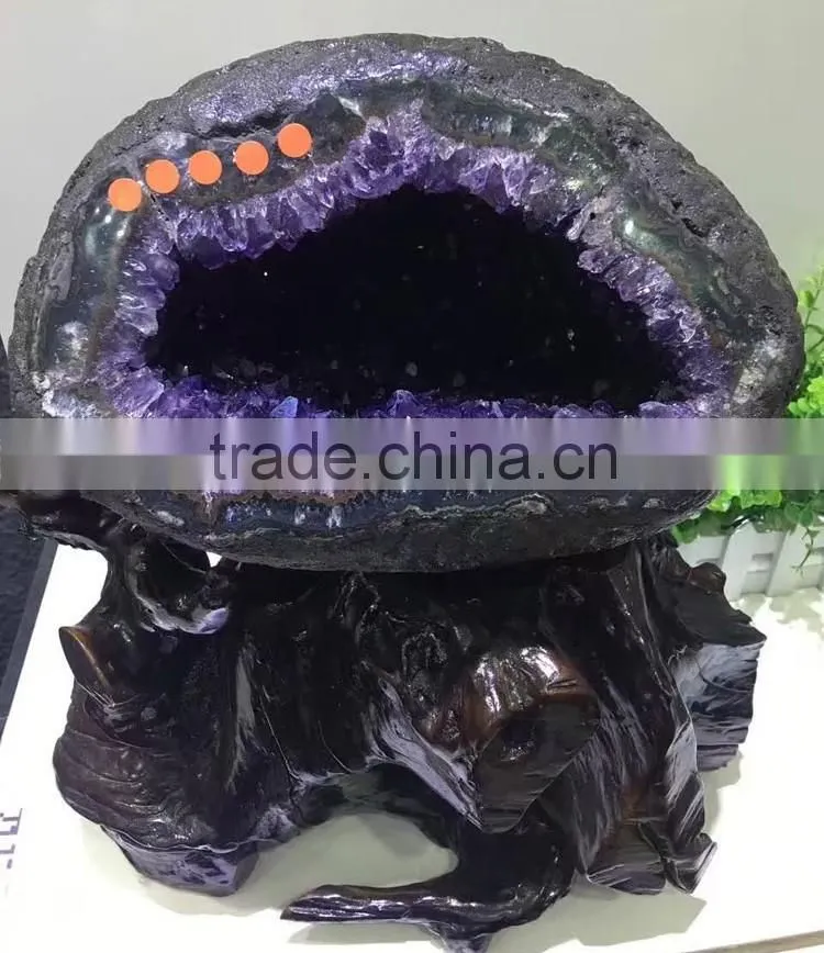 Natural Uruguay Purple Amethyst Quartz Crystal Geode Cluster