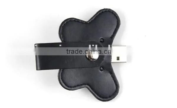 Butterfly shape swivel leather usb