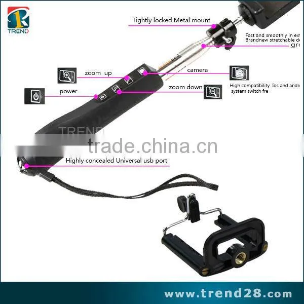 TC-SE005 wholesale mobile phone monopod, bluetooth selfie stick monopod