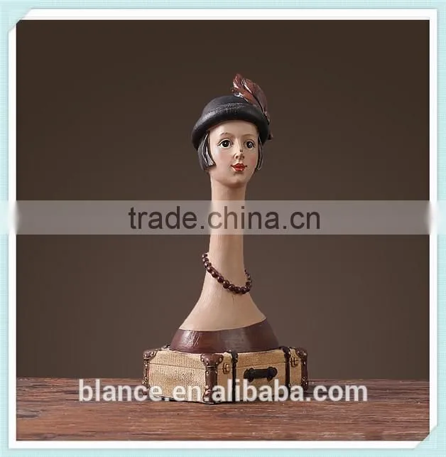resin elegant lady bust statue white lady figurine for indoor decor