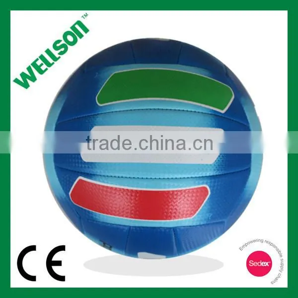 Matte PVC foamed blue volleyball