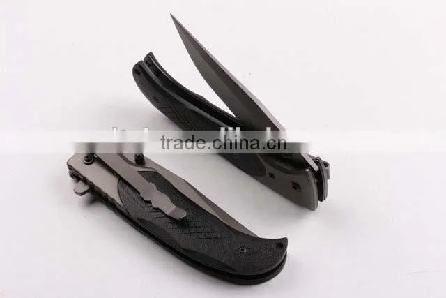 OEM black G10 handle 440 folding camping knife