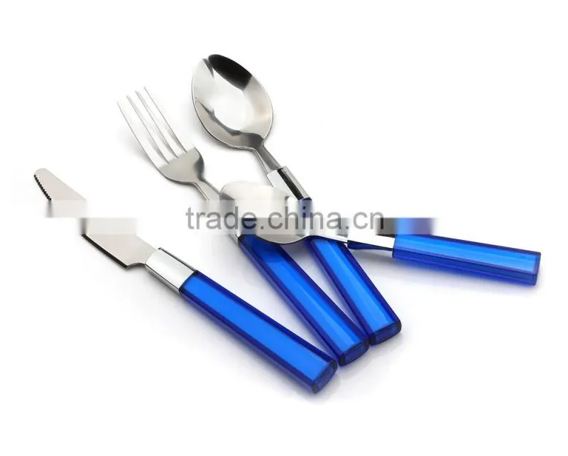 flatwares stainless steel cutlery, blue handle flatware, plastic handle flatware
