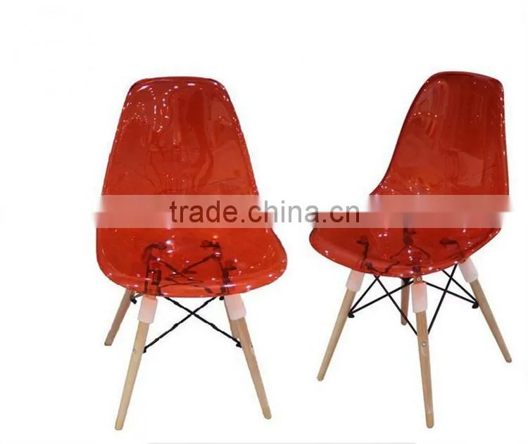 wood leg acrylic designer dining chair replica