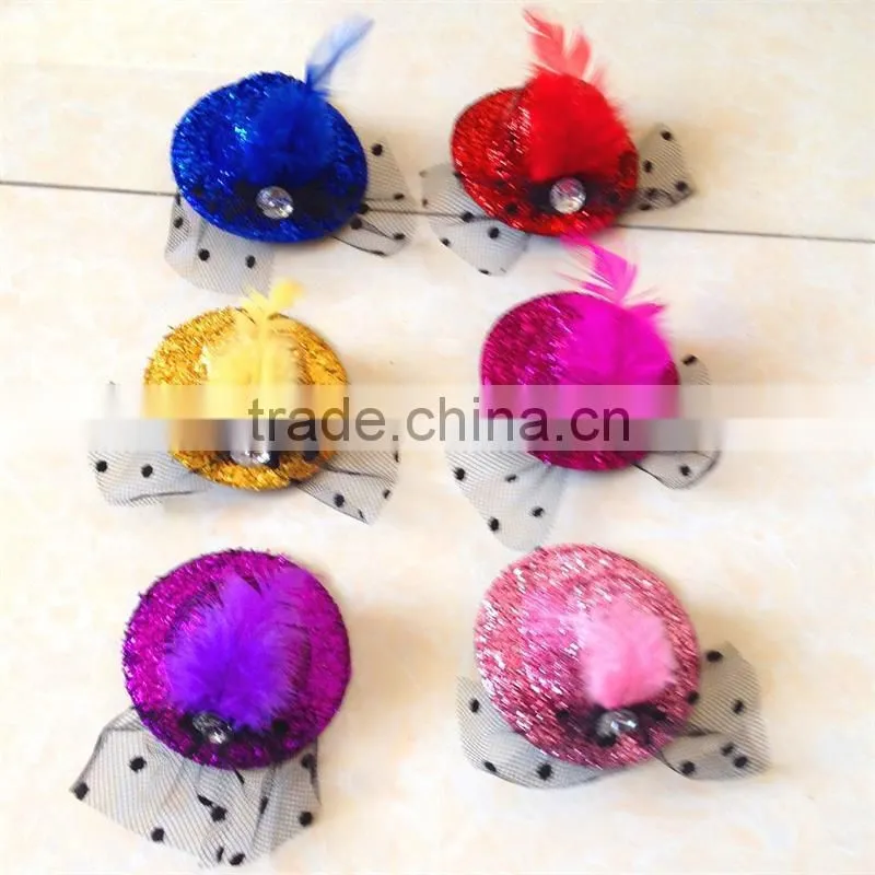 Wholesale cheap baby girl hair decoration mini top hat clip