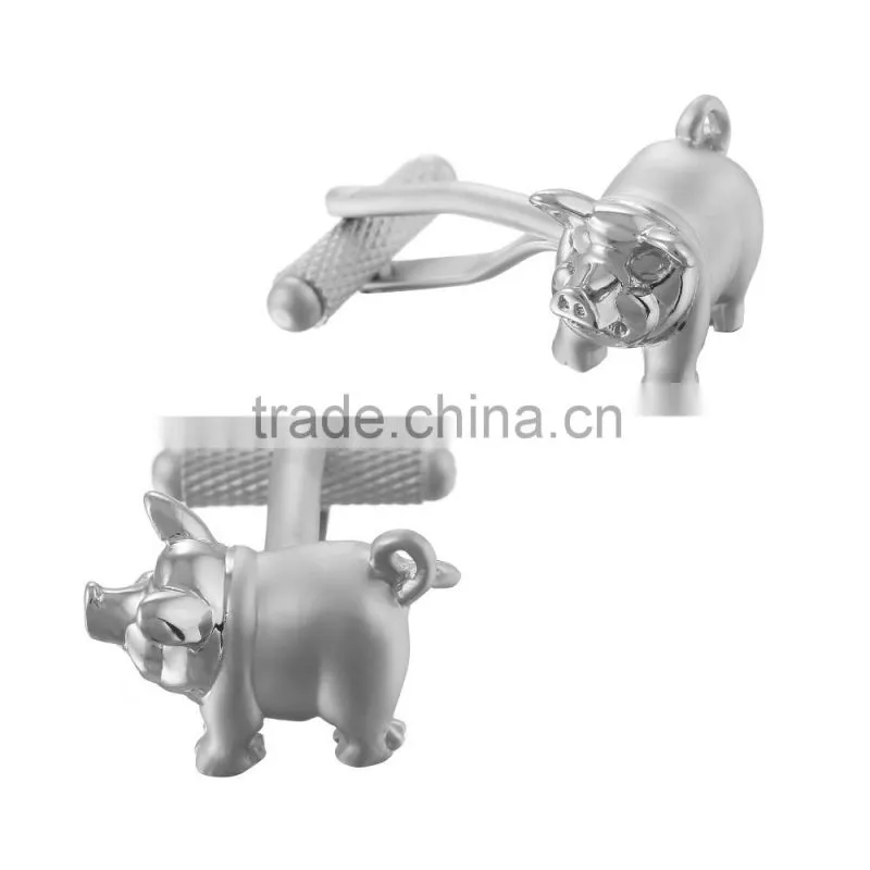 2015 new arrival hot selling 3D pig novelty cufflinks&tie bar