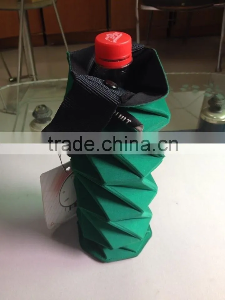 Green color EVA portable foldbable bottle packing box case