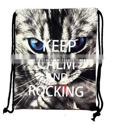 Foldable Tiger Zebra girls 3D printing animal draw string canvas Back pack bag