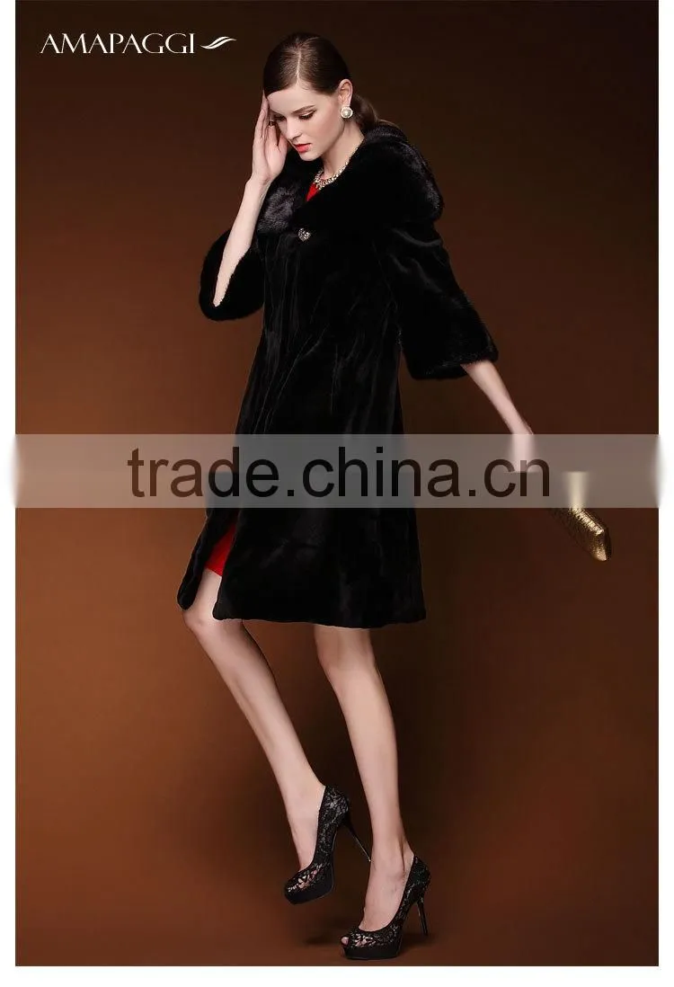 Discout winter long 100% real mink women fur coat for sale