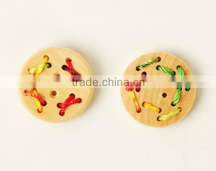 High Quality Fashion 2 Holes Natural Wood Buttons with String