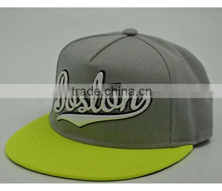 Fashion 5 panel snapback cap/hat black 3D embroidery baseball cap