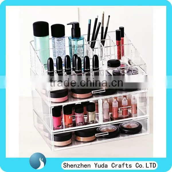 Acrylic cosmetic organizer with dividers, makeup display, acrylic cosmetic product display custom